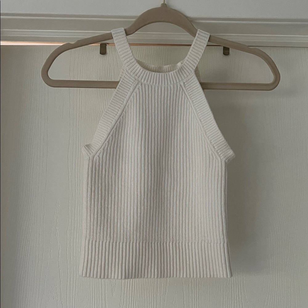 Express White Halter Sweater Crop Top